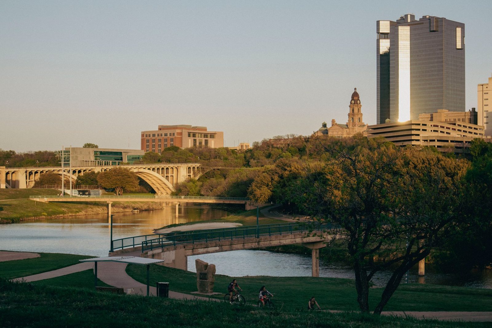 The Fort Worth skyline above the Trinity River