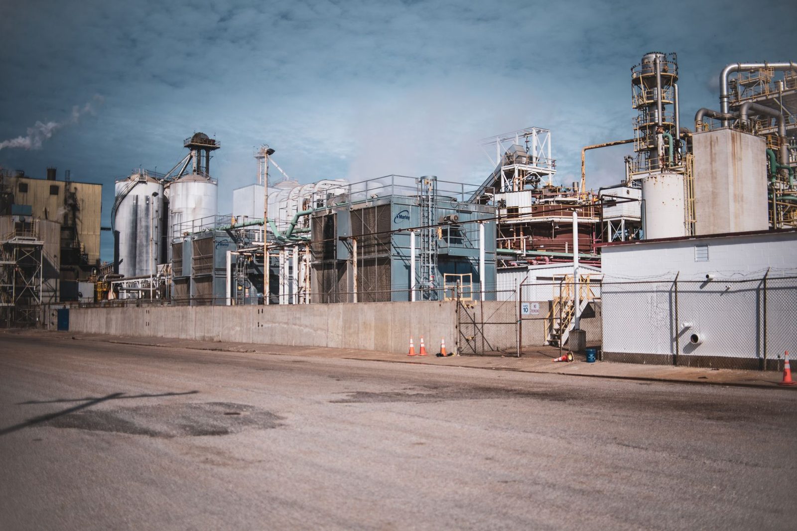 An industrial plant with tanks and piping