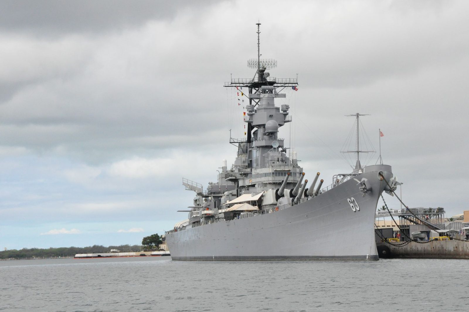 The battleship Missouri memorial moored at Pearl Harbor